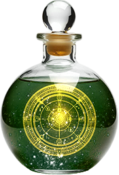 Graphic of potion in brand dark green, promoting SEO audit and optimization for WordPress sites